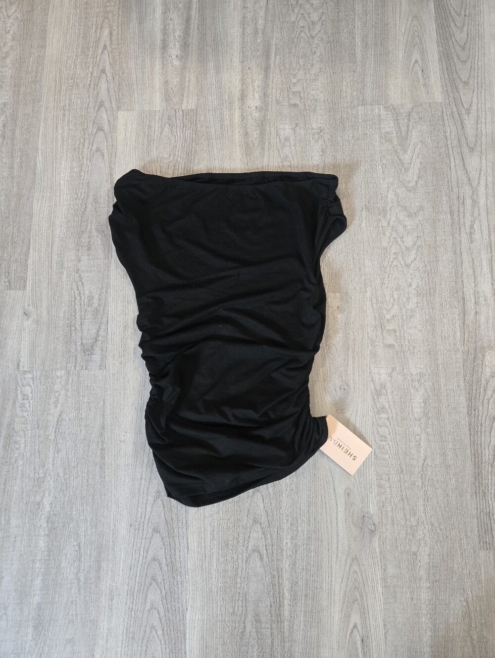 SHEIN Black Ruched Off The Shoulder Shirt, Size Small